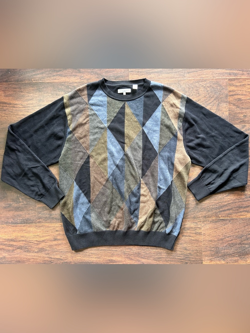 Alex Cannon Men's Crewneck Grandpa Sweater Black Brown Blue
